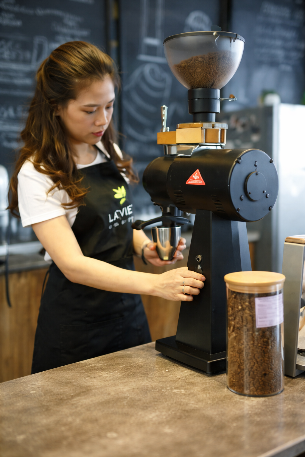 Lady working in coffee shop